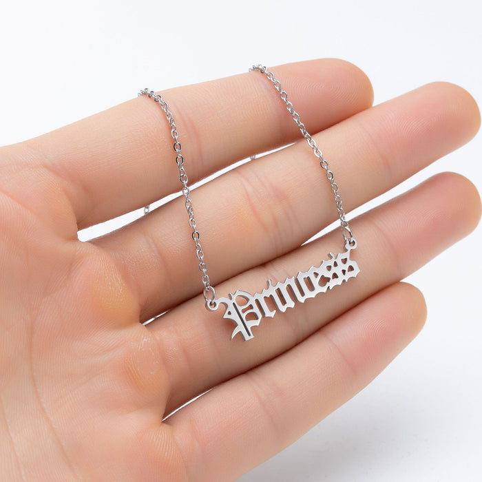 Artistic letter pendant clavicle chain, Gothic angel princess necklace girlfriends gift wholesale