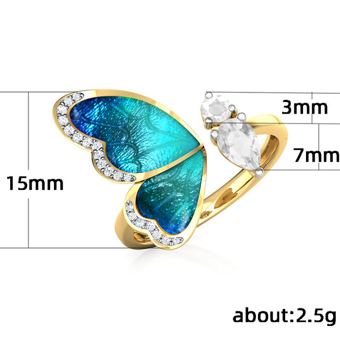 Anillo de alas de mariposa con apertura ajustable