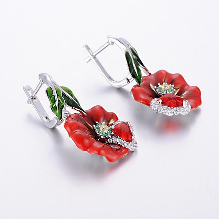 Blooming flower earrings  epoxy women's earrings