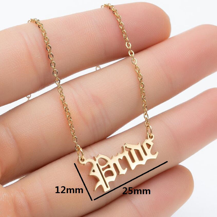 Artistic letter pendant clavicle chain, Gothic angel princess necklace girlfriends gift wholesale