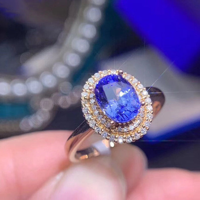 Vintage Elegant Blue Zircon Ring