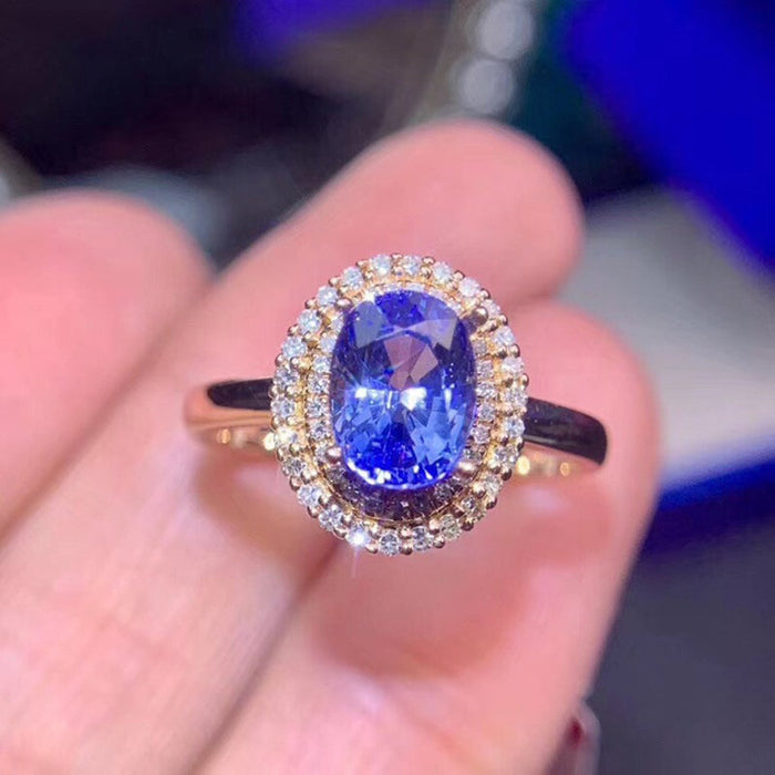 Vintage Elegant Blue Zircon Ring