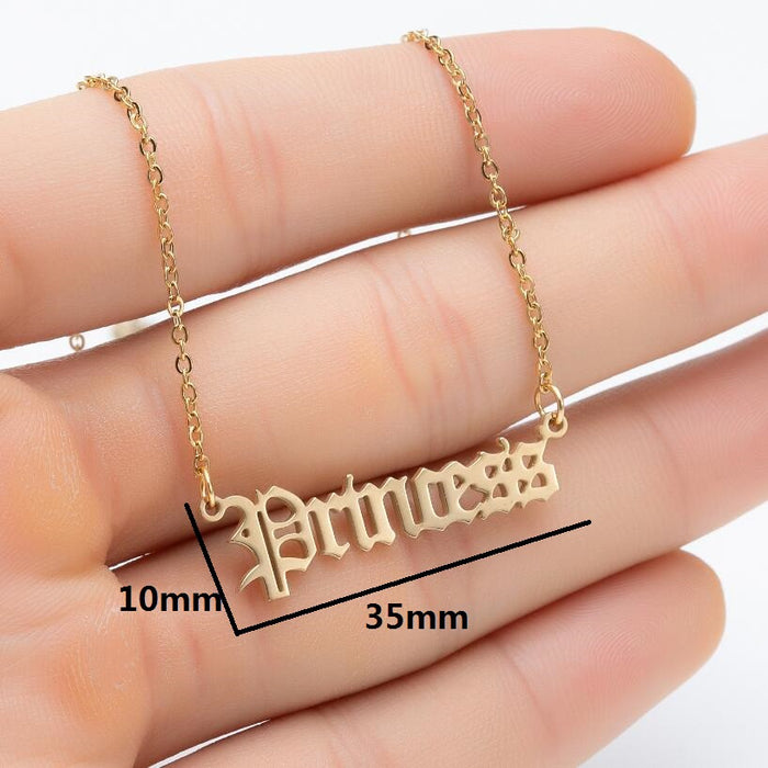 Artistic letter pendant clavicle chain, Gothic angel princess necklace girlfriends gift wholesale