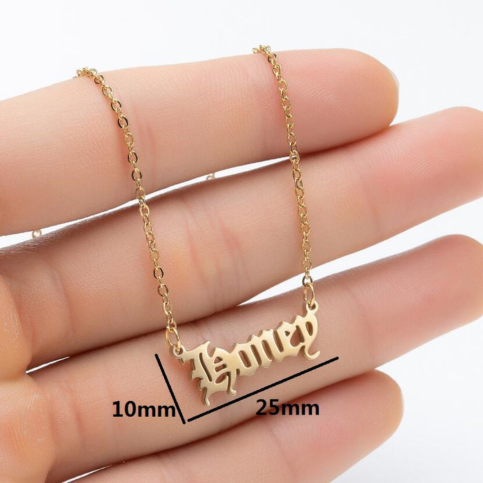 Artistic letter pendant clavicle chain, Gothic angel princess necklace girlfriends gift wholesale