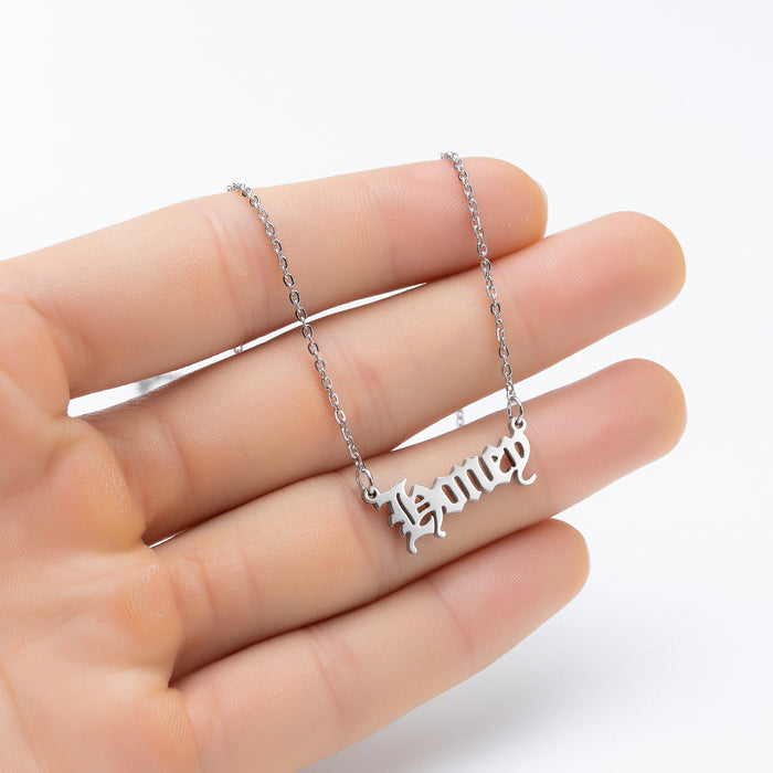 Artistic letter pendant clavicle chain, Gothic angel princess necklace girlfriends gift wholesale