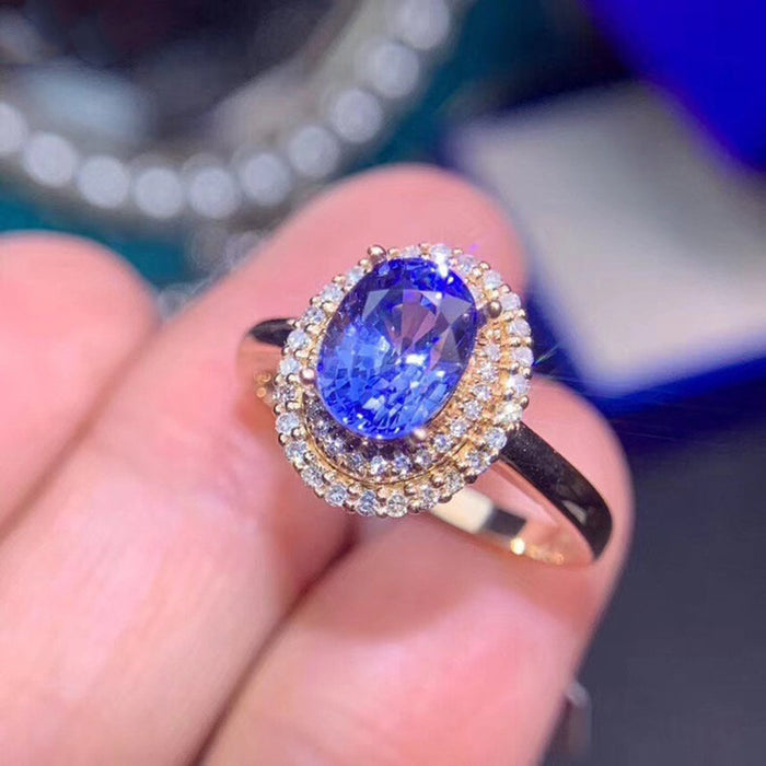 Vintage Elegant Blue Zircon Ring