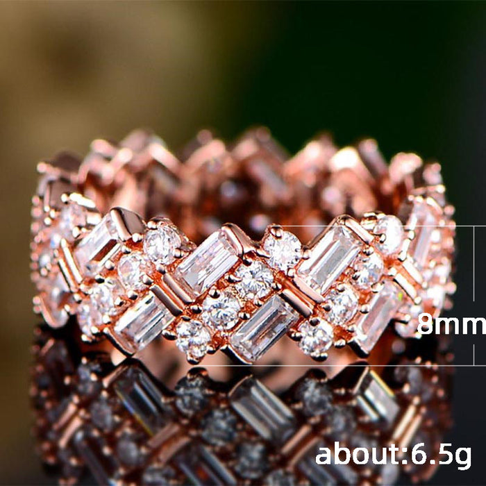 Zircon full inlaid ring women's luxury ring fashion accessories