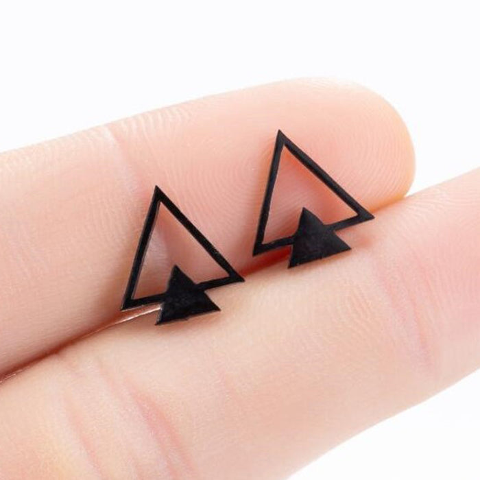 Triangle earrings, Korean Korean new geometric hollow black geometric double triangle earrings wholesale