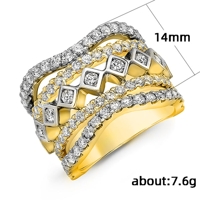 Hollow Multi-Line Micro-Inlaid Zirconia Women's Ring