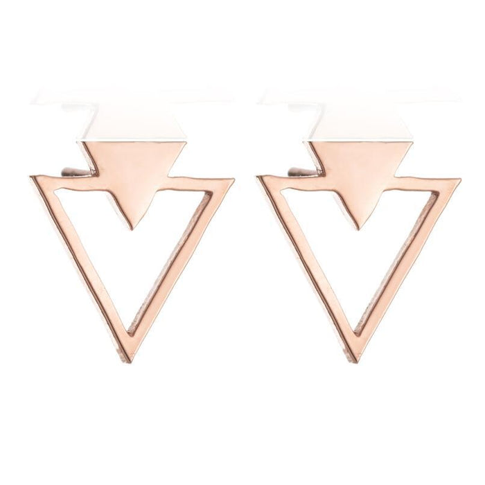 Triangle earrings, Korean Korean new geometric hollow black geometric double triangle earrings wholesale