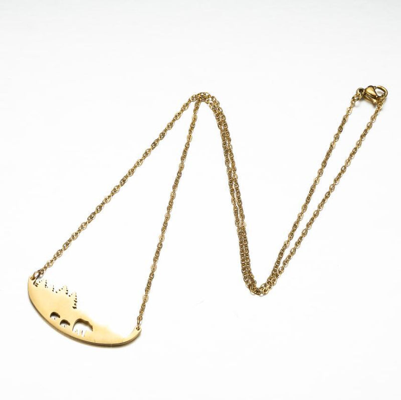 Three Bears Forest Pendant Necklace, Korean Fashion Girlish Hollow Mother Bear Clavicle Chain - wallojewerly 