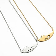 Three Bears Forest Pendant Necklace, Korean Fashion Girlish Hollow Mother Bear Clavicle Chain - wallojewerly 