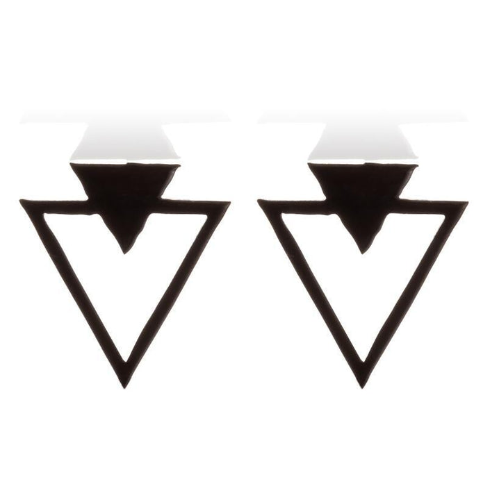 Triangle earrings, Korean Korean new geometric hollow black geometric double triangle earrings wholesale