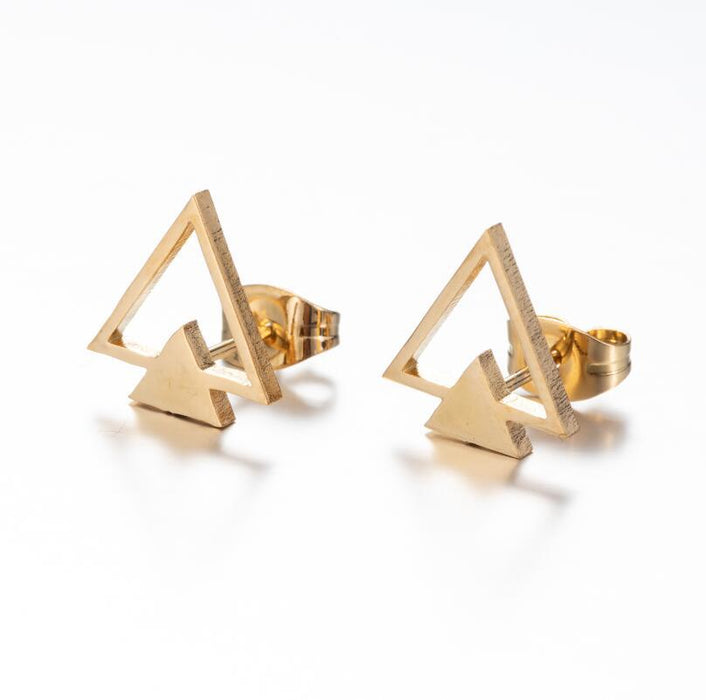 Triangle earrings, Korean Korean new geometric hollow black geometric double triangle earrings wholesale