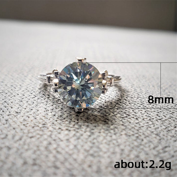 Fashion OL simple sky blue zircon ring silver-plated jewelry