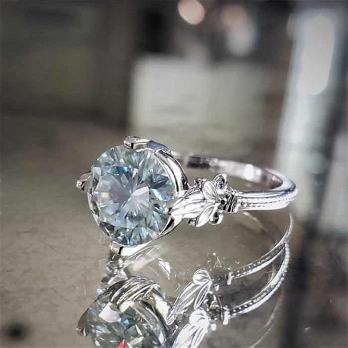 Fashion OL simple sky blue zircon ring silver-plated jewelry