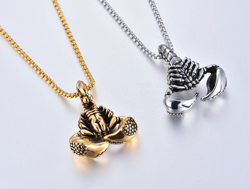 Retro and old big scorpion stainless steel necklace wholesale - wallojewerly 