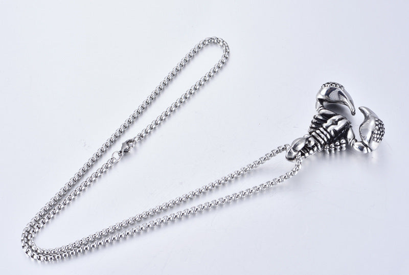 Retro and old big scorpion stainless steel necklace wholesale - wallojewerly 