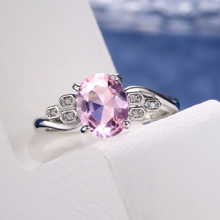 Pink zircon women's ring