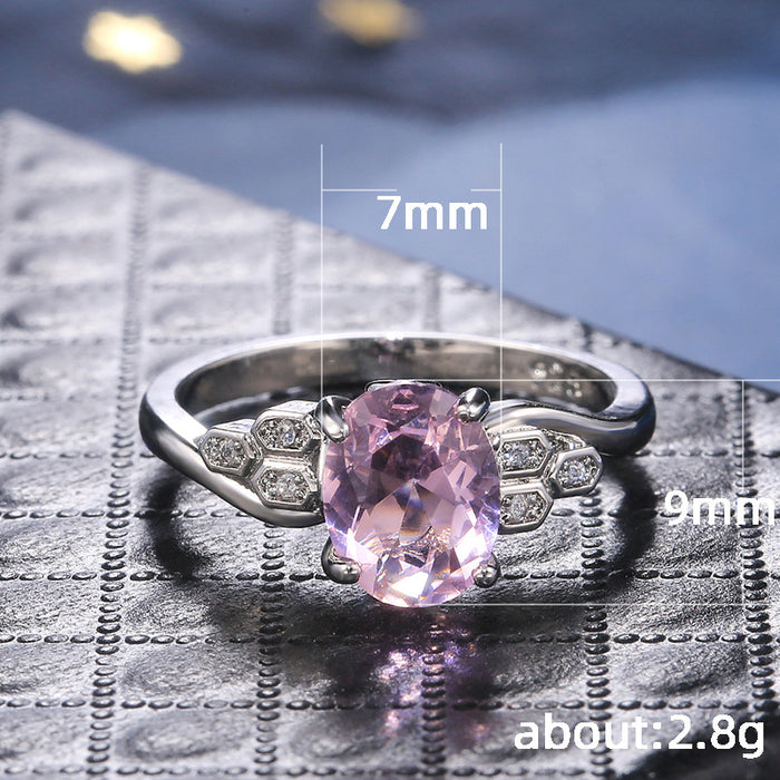 Pink zircon women's ring