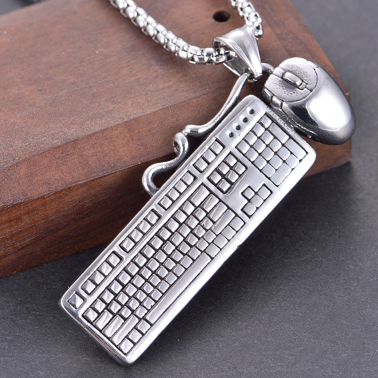 Mouse Keyboard Men's Retro Stainless Steel Necklace - wallojewerly 