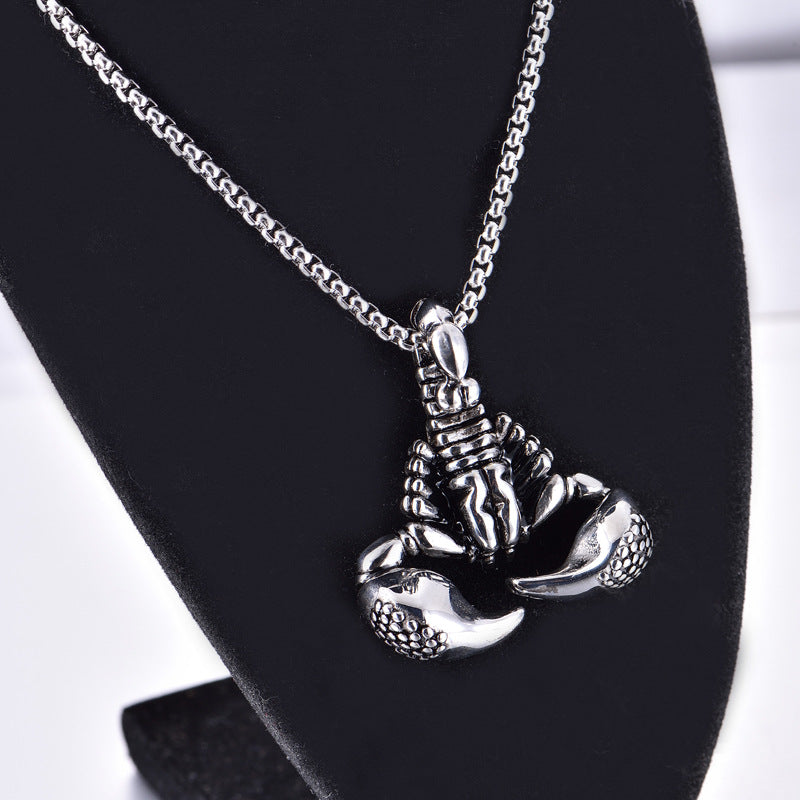 Retro and old big scorpion stainless steel necklace wholesale - wallojewerly 