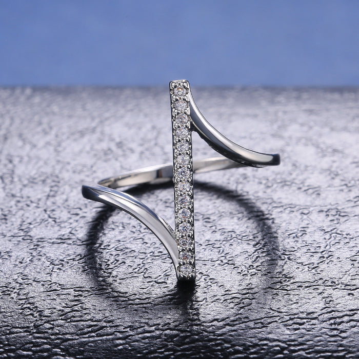 Minimalist single line micro inlaid zircon ring for women