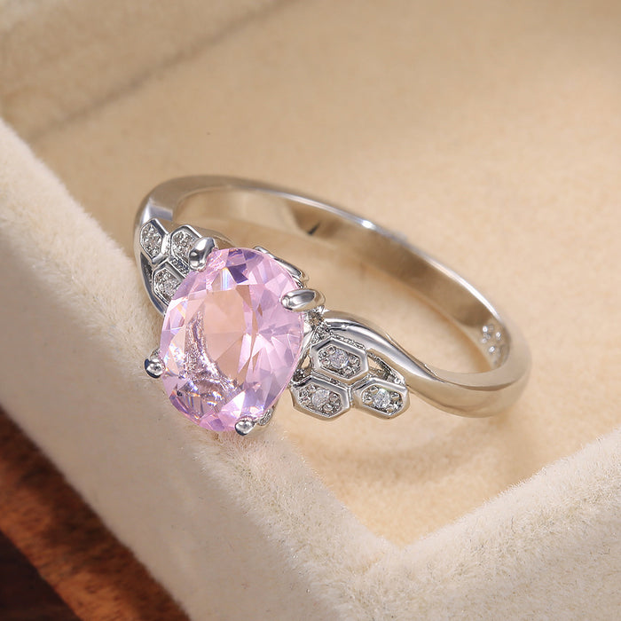 Pink zircon women's ring