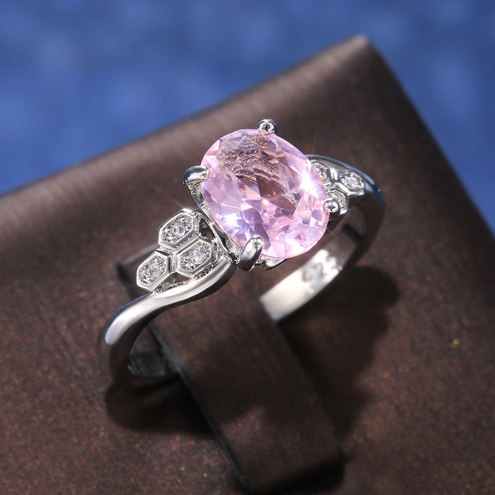 Pink zircon women's ring