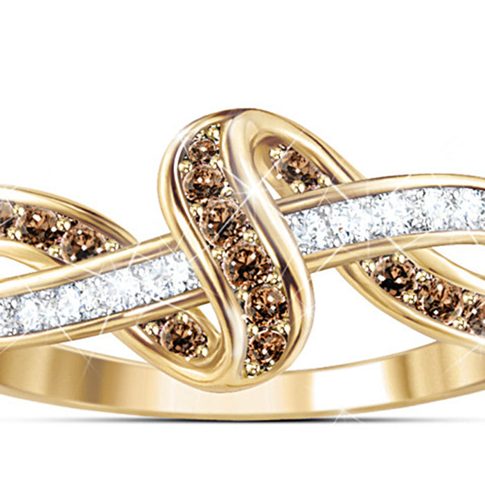 Line-wrapped two-tone zircon alloy ring