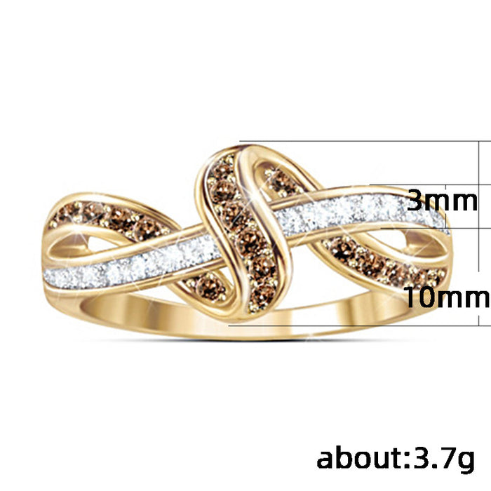 Line-wrapped two-tone zircon alloy ring