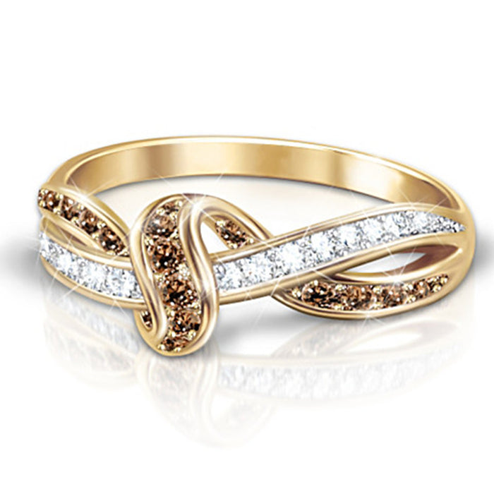 Line-wrapped two-tone zircon alloy ring