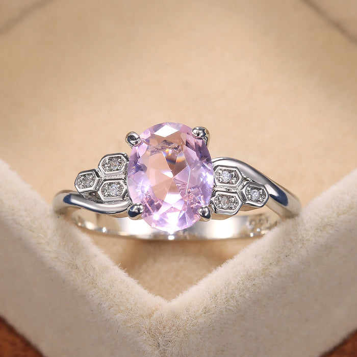 Pink zircon women's ring