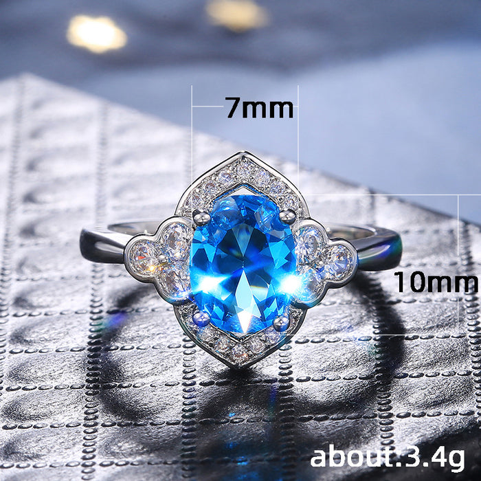 Luxury four-claw inlaid zircon women's ring couple proposal ring