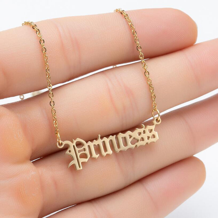 Princess and Prince Letter Pendant Necklace - Vintage-Style Couples Jewelry