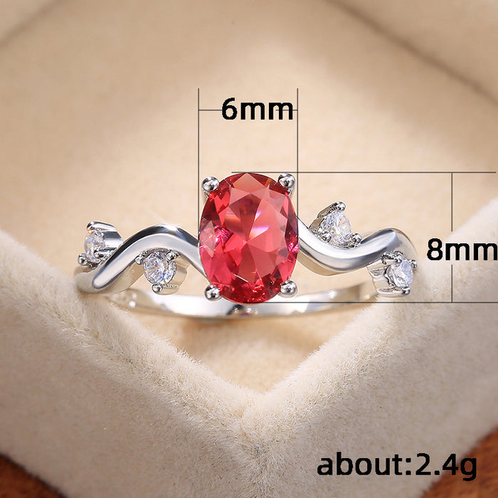 Wave small fresh girls ring classic oval zircon