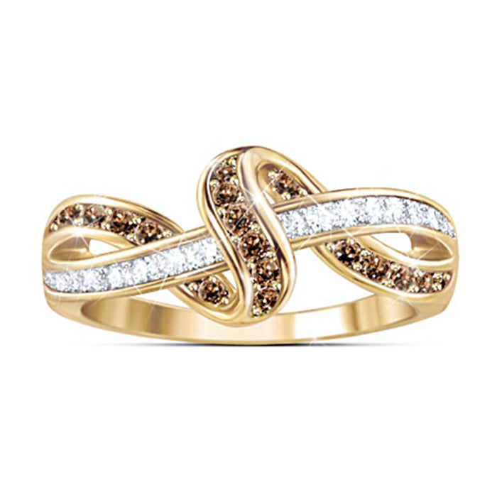 Line-wrapped two-tone zircon alloy ring