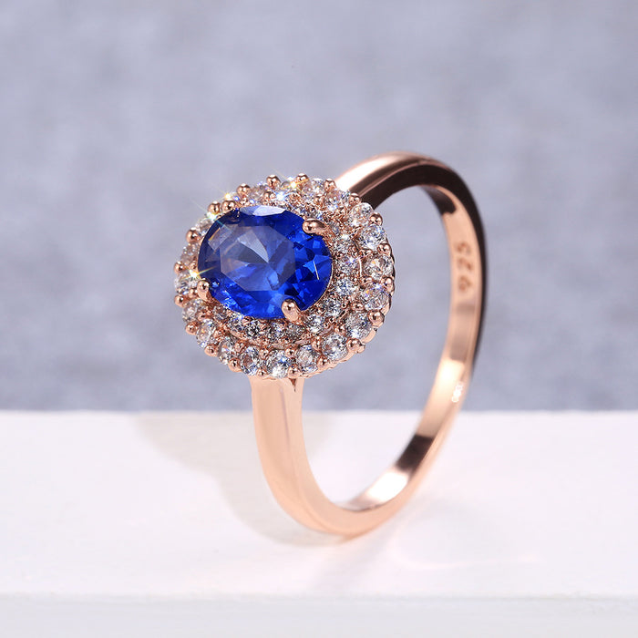 Vintage Elegant Blue Zircon Ring