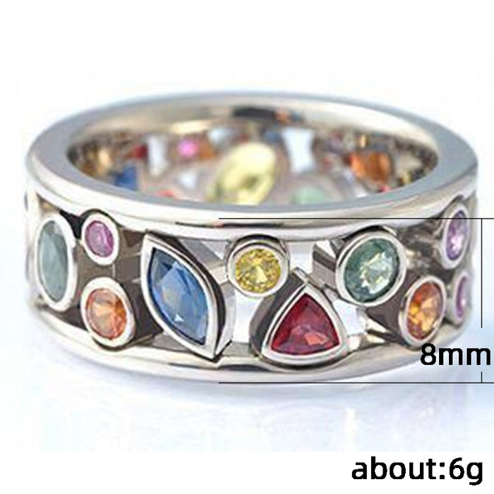 Geometric pattern hollow ring exquisite diamond multi-color women's ring