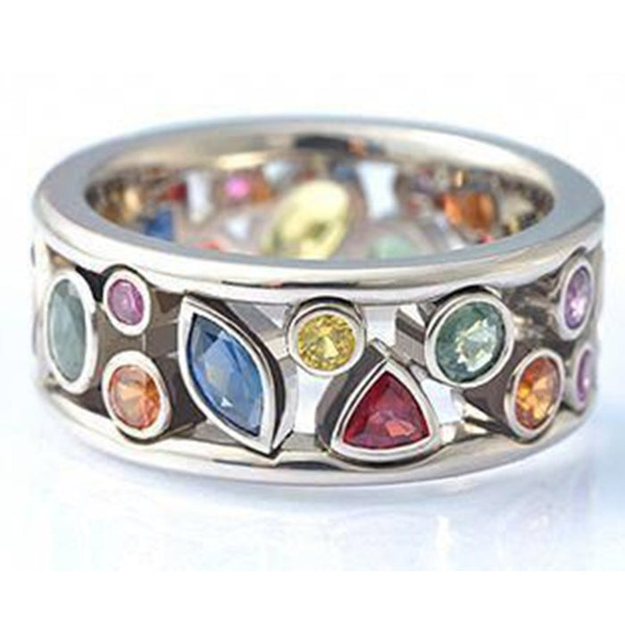 Geometric pattern hollow ring exquisite diamond multi-color women's ring