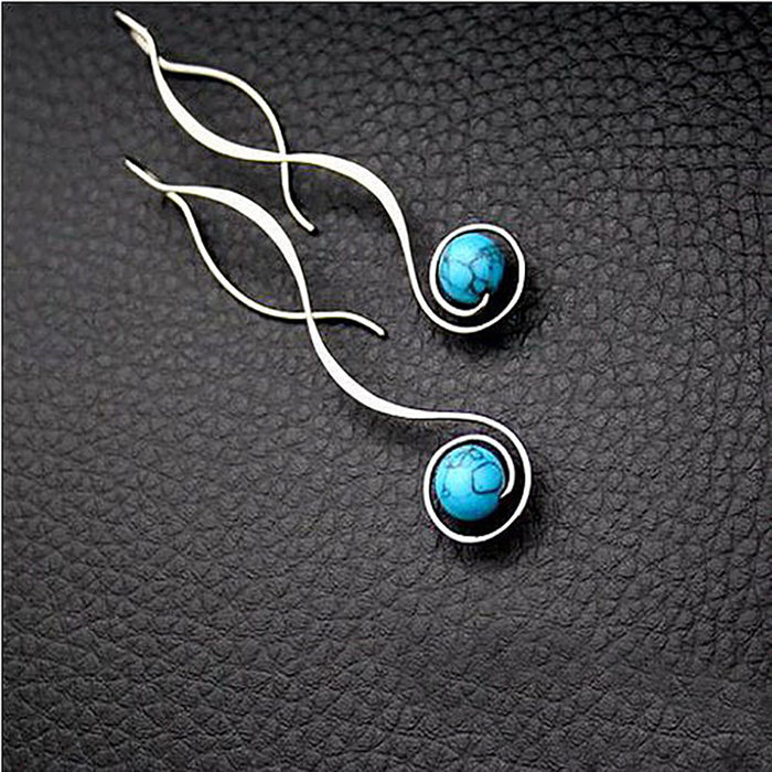 Simple retro turquoise long earrings internet celebrity fashion earrings