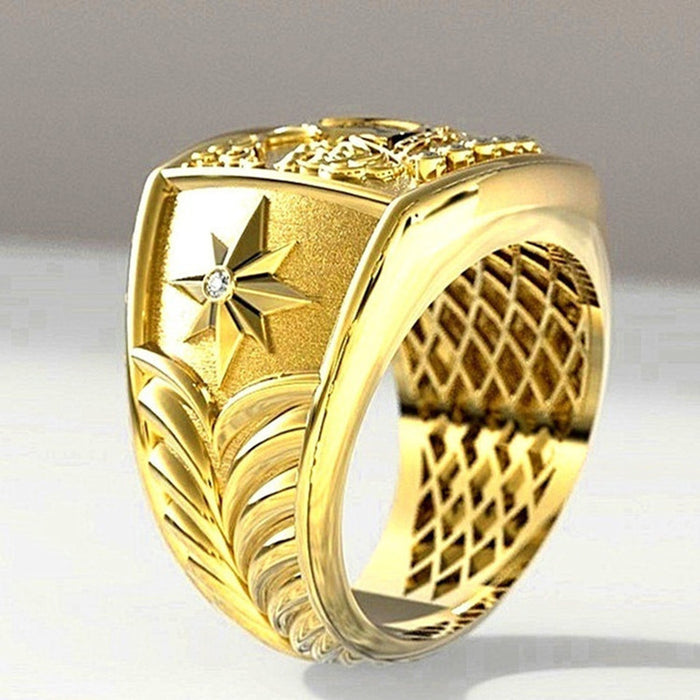 Anillo chapado en oro para hombre con diseño creativo de corona