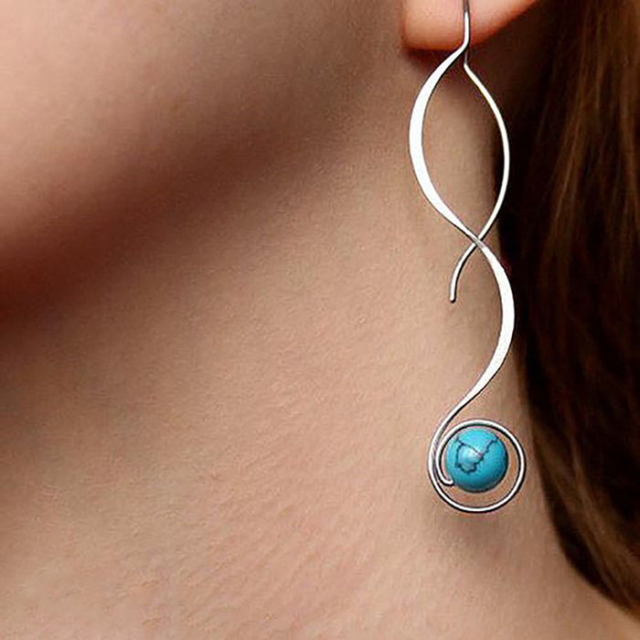 Simple retro turquoise long earrings internet celebrity fashion earrings