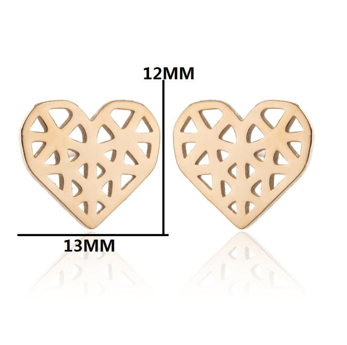 Pendientes de acero inoxidable con forma de corazón de origami: joyas geométricas sencillas y elegantes