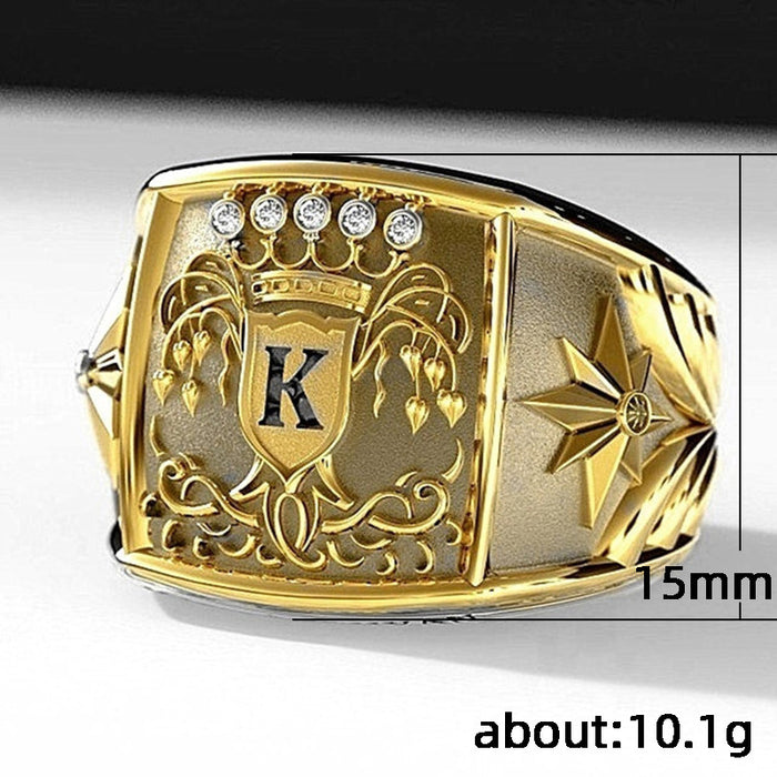 Anillo chapado en oro para hombre con diseño creativo de corona