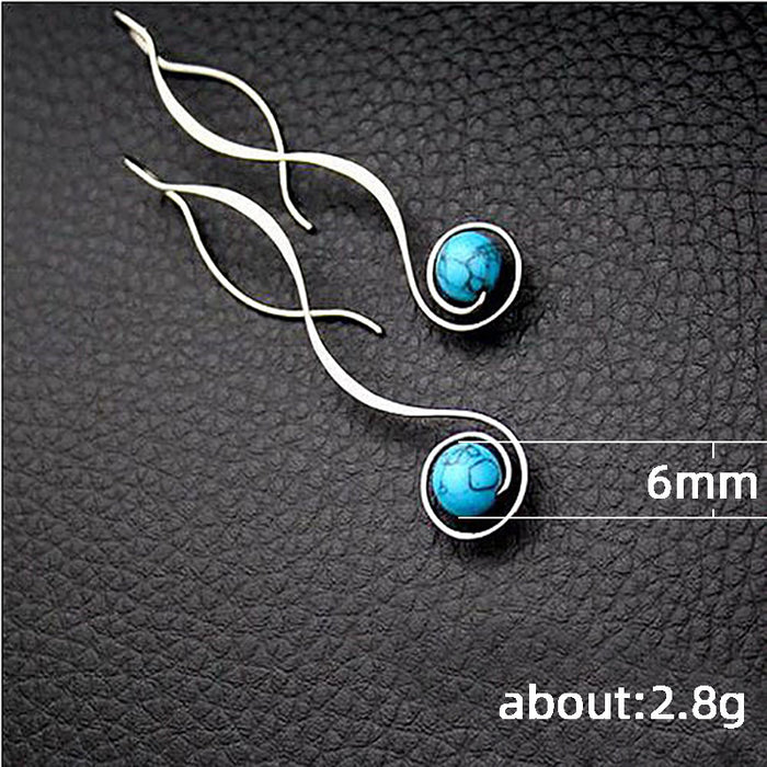 Simple retro turquoise long earrings internet celebrity fashion earrings