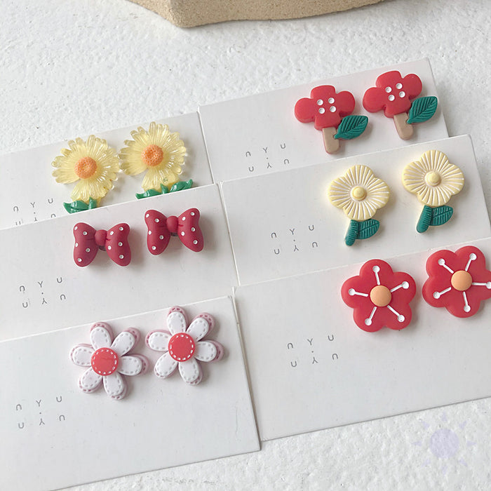 Summer cartoon flower earrings sweet and simple earrings