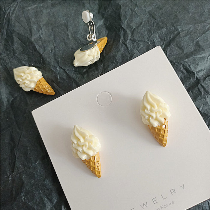 S925 silver earrings | Fun ice cream cone earrings