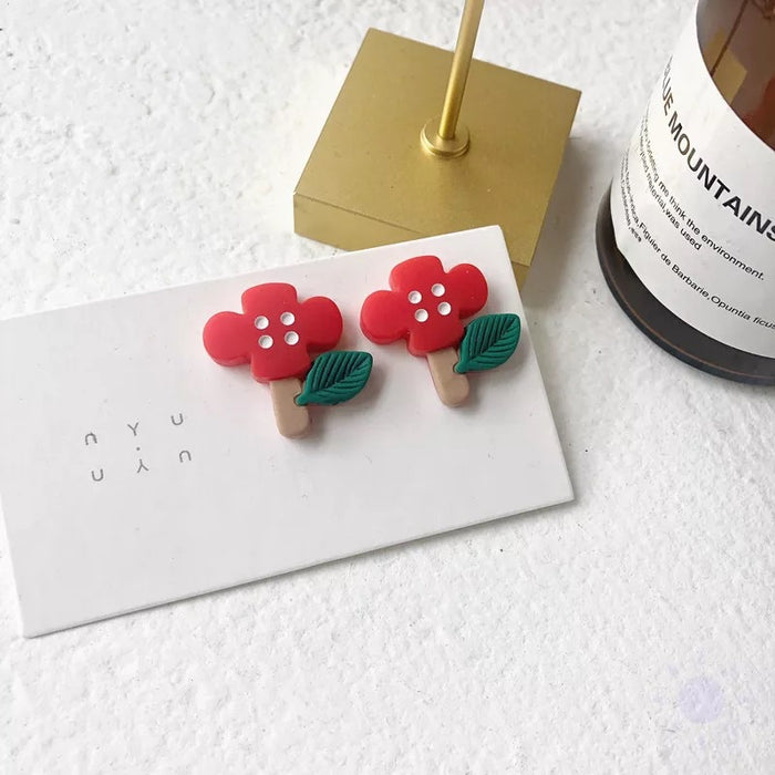 Summer cartoon flower earrings sweet and simple earrings