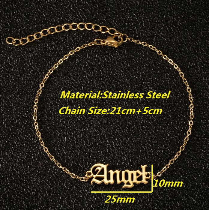 Angel angel anklet, European and American new stainless steel angel pendant fashion simple girlfriend gift accessories wholesale